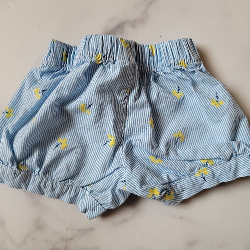 Just one you Carters 3 month short shorts blue white striped yellow floral summe